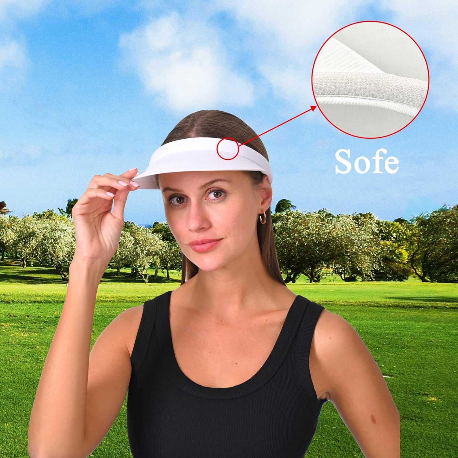 2 Pack Visor Women Men Sun Hat Clip On Visors Adjustable Sport Wide Brim Cap - Image 3