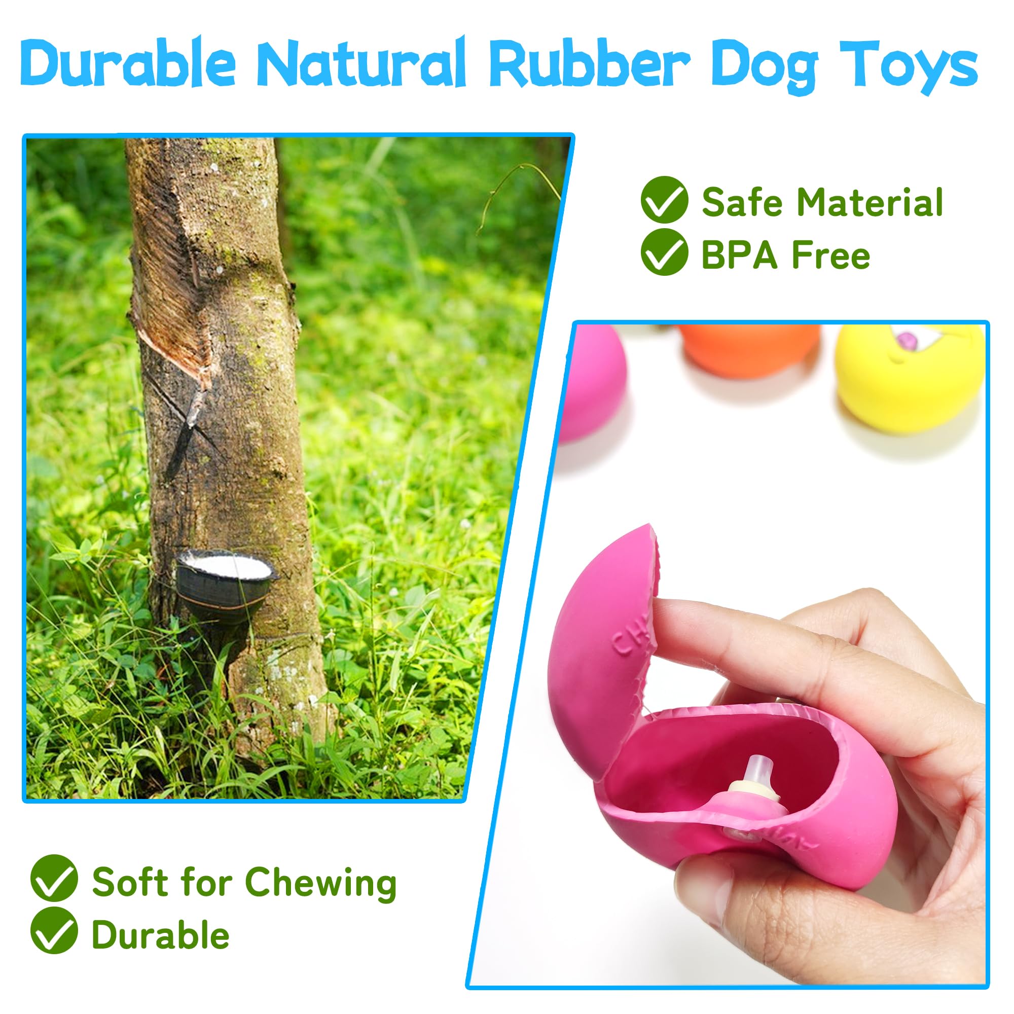 Juguetes de látex chirriantes para perros, juguetes para cachorros sonrientes, juguetes interactivos para perros pequeños, 6 piezas