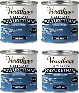 Varathane Water-Based Crystal-Clear Ultimate Polyurethane | Interior Wood Protection | Fast Dry Time | Easy Clean Up | Gloss | Half Pint | 4 Pack
