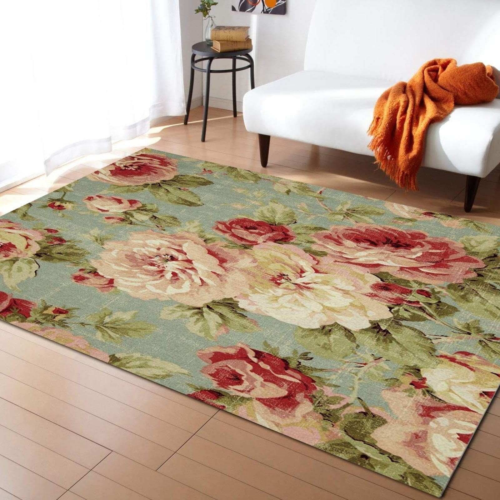 Tapis de design vintage rose floral pour transformer votre chambre en un jardin de printemps