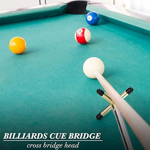 Miniatura 2 de Skylety Taco de billar para billar, accesorios de mesa de billar retráctil, soporte para taco de billar con cabezal de puente de latón extraíble