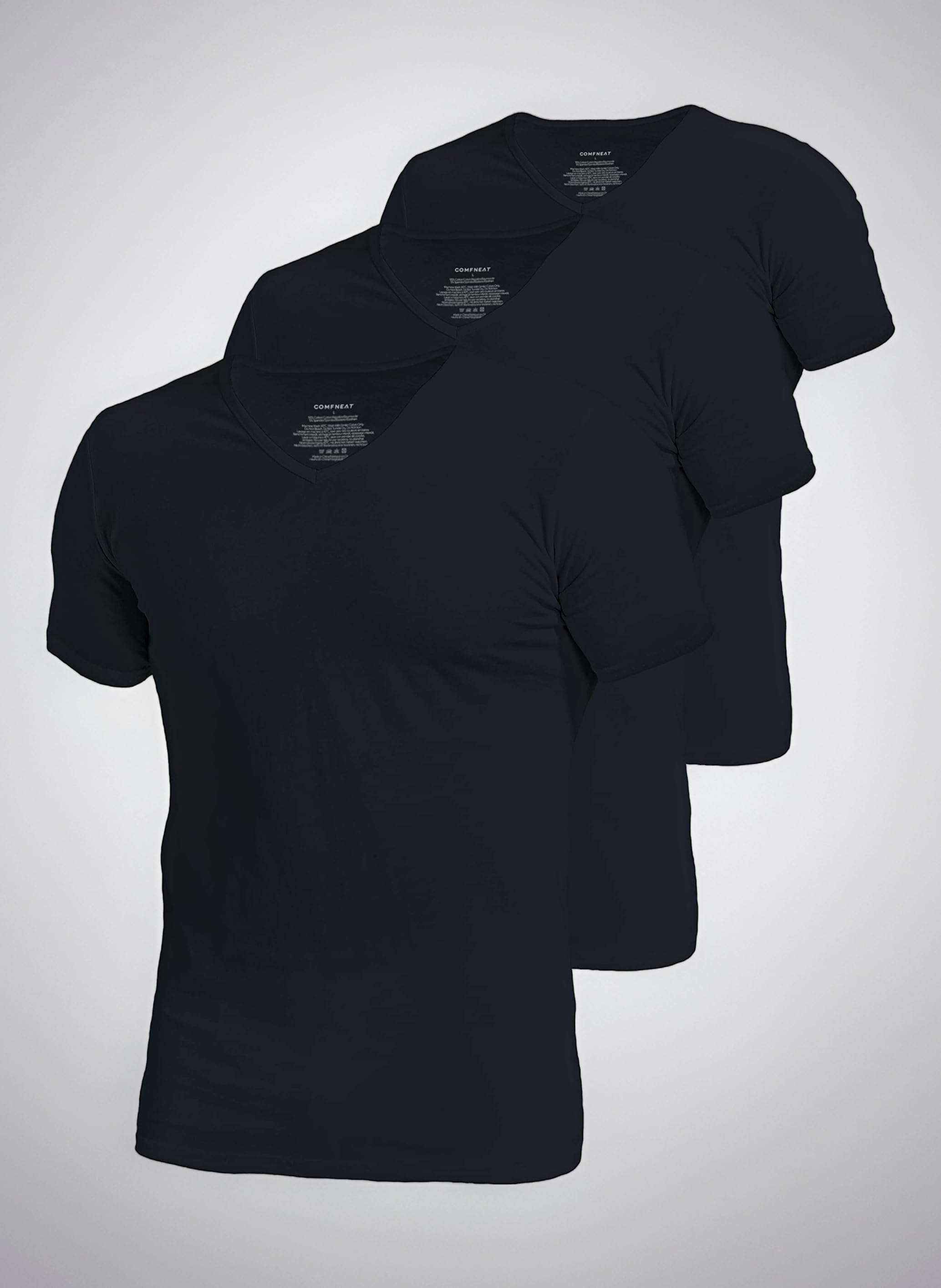 – Men's 3-Pack Stretchy Cotton Spandex Undershirts V-Neck T-Shirts