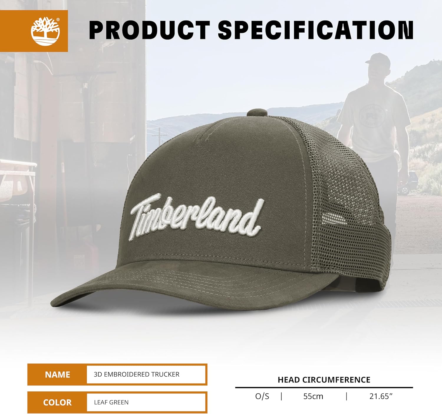 Timberland Trucker Hat for Men - Durable Cotton Twill, Adjustable Snapback Cap - Image 5