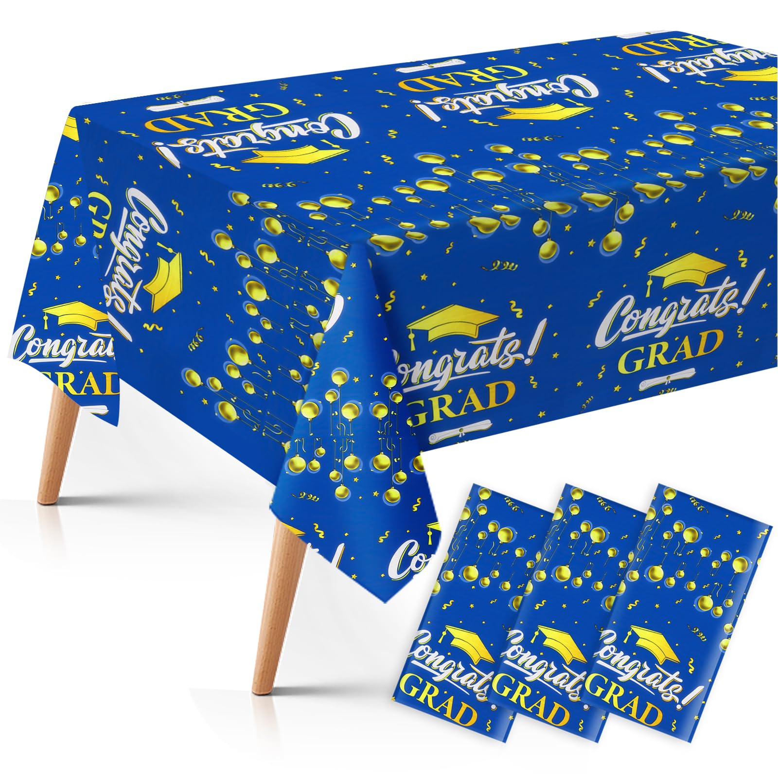SCIONE Graduation Party Decorations 2024, 3 Pack Blue Graduation Tablecloths, Graduation Decorations Class of 2024 Tablecloth Party Supplies, 54"x108" Plastic Graduation Party Table Cover Decorations