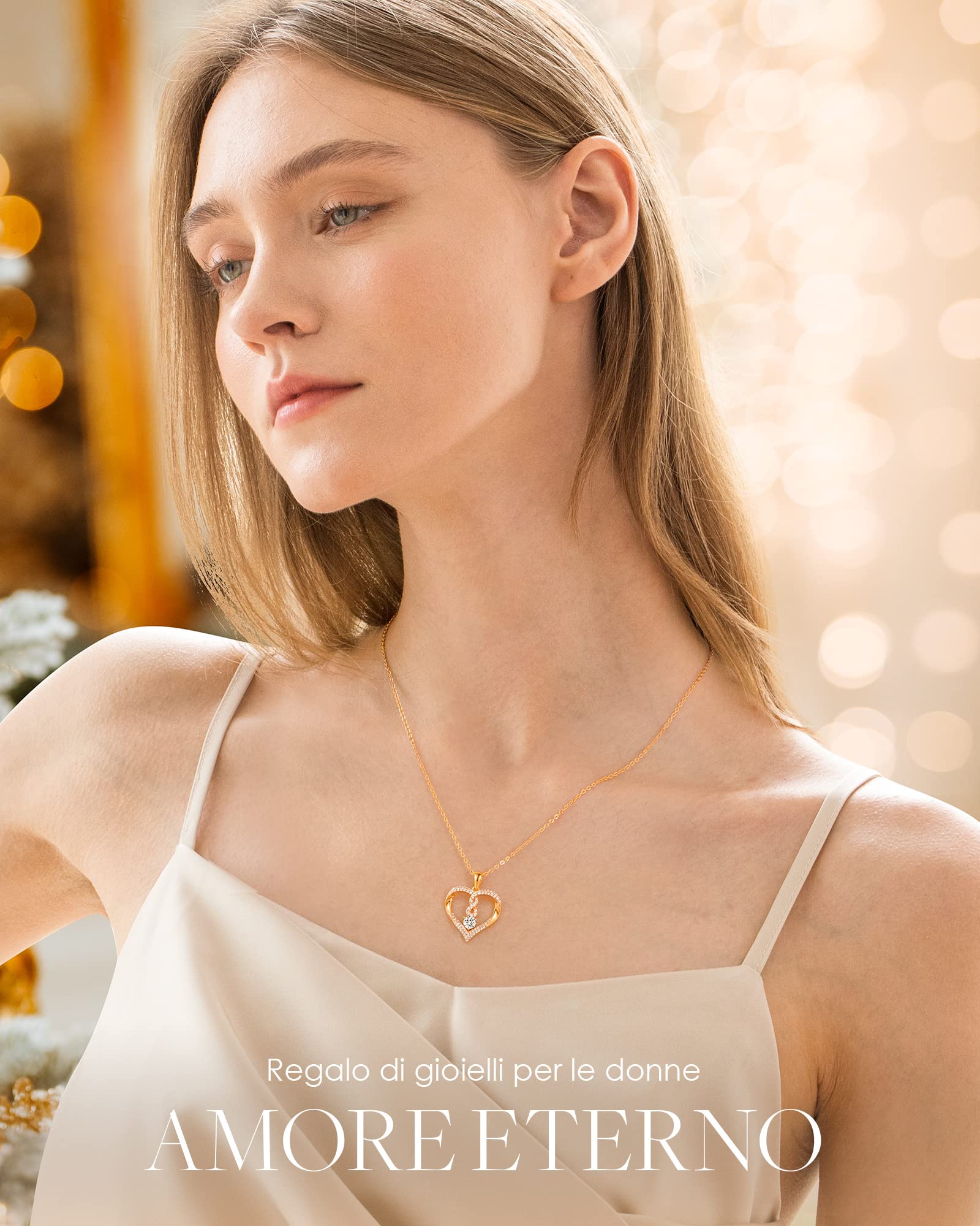 LOUISA SECRET Collana Donna Collana Cuore Infinito, Collana Donna Argento 925 Collane Gioielli Donna Regalo Idea Natale Compleanno Festa Della Mamma Compleanno Anniversario Valentin's Day