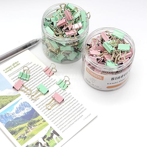 Miniatura 6 de Clips verdes para carpeta, mini clip para papel, pinzas pequeñas de papel de 0.591 in (58 pulgadas), paquete de 100 clips de oficina de tamaño micro