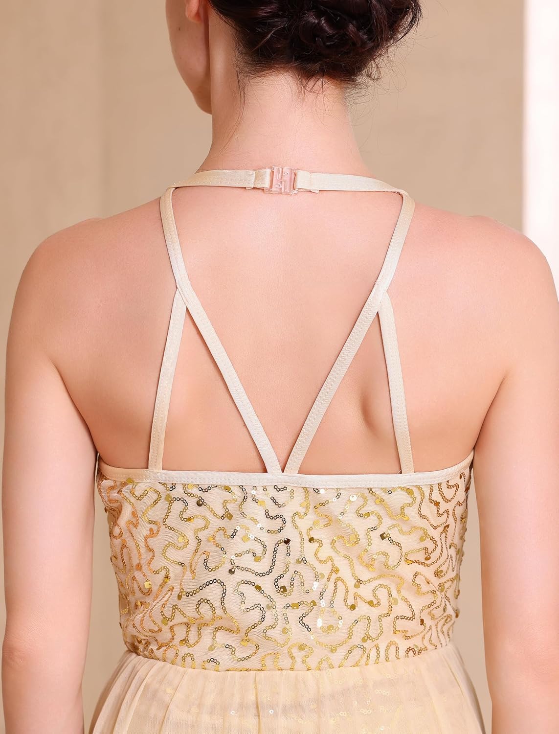 ODASDO Women's Lyrical Dance Costumes Sleeveless Sequin Mesh Tulle Flowy Leotard Dress for Recital Solo Stage Performance - Image 6