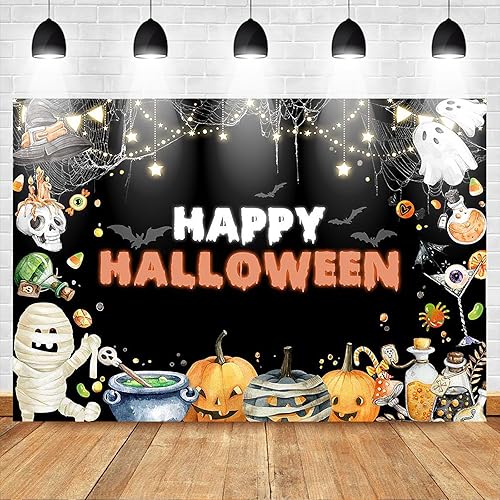 Miniatura 2 de Mocsicka Telón de fondo de Halloween aterrador para decoración de fiesta de Halloween, fantasma, calabazas, Halloween, fotografía, cabina de fotos