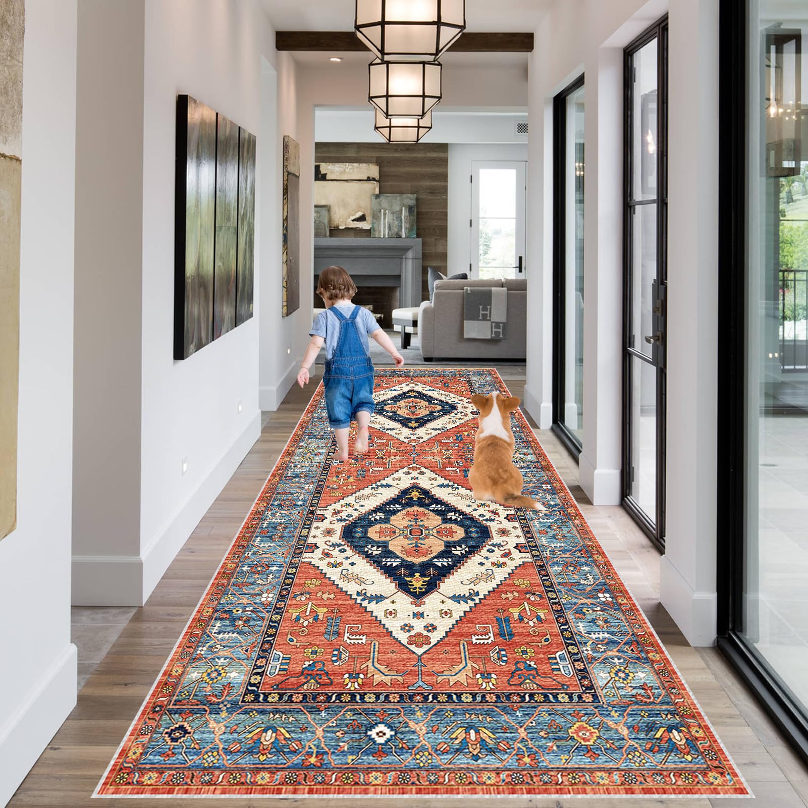 RxueSug Carpet Runners for Hallways Non Slip Carpet Runner Washable Kitchen Runner Mat Heavy Duty Runner Rugs for Hallway Absorbent Carpet Floor Mat Hallway Runner Rug Entryway Runner Rug 40 x 400 cm