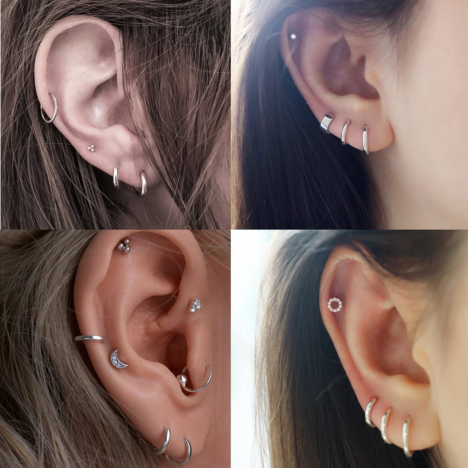 3 Paia Orecchini Cerchio Argento 925 per Donna, Orecchini Cerchio Piccoli Set Orecchini Donna Argento Orecchini Bambina Anallergici 8mm, 10mm, 12mm