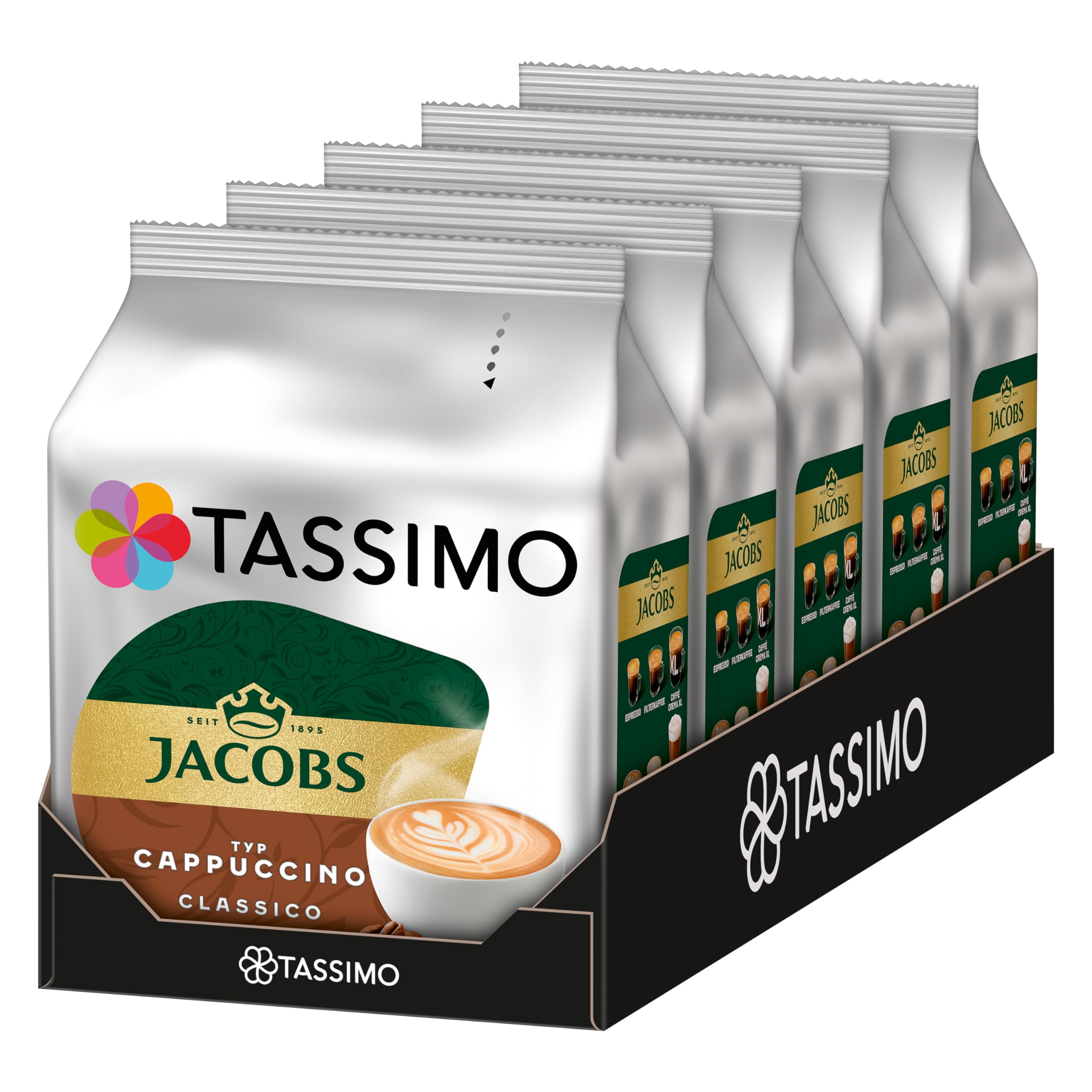 Tassimo Kapseln Jacobs Cappuccino Classico, Mittlere Röstung, 5 x 8 Pads, 40 Kaffeekapseln