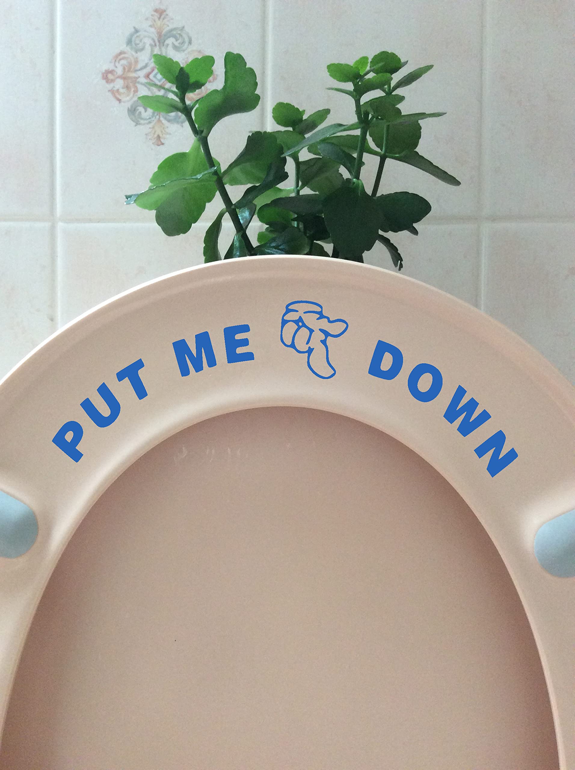 Fun 'Put Me Down' Funny Toilet Seat Sticker Bathroom Cute Wall Decal - Home Accessory - Potty Training (Blue)