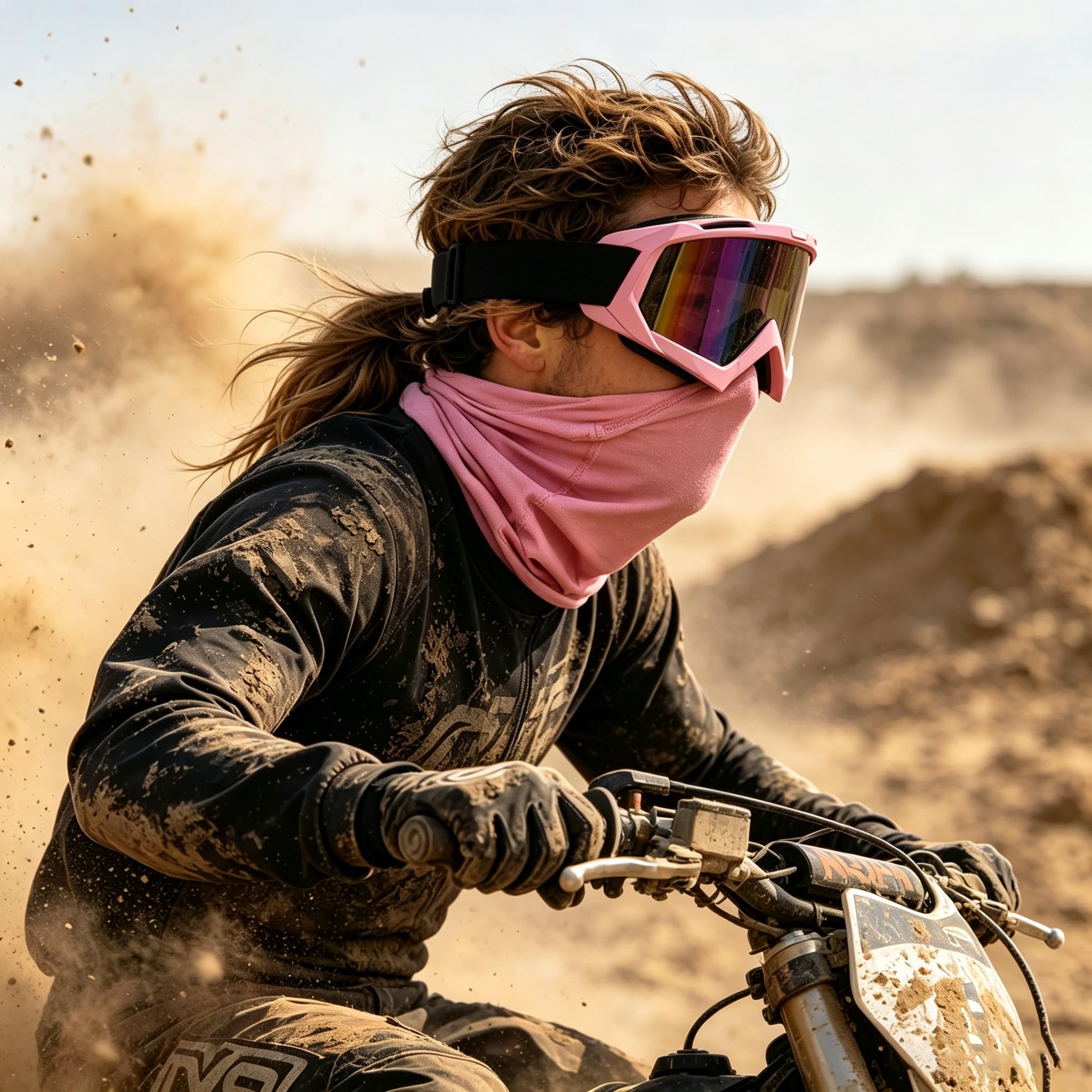 LJDJ Occhiali da moto Dirt Bike ATV Off-Road Equitazione Motocross Occhiali con protezione solare UV Neck Gaiter Face Cover