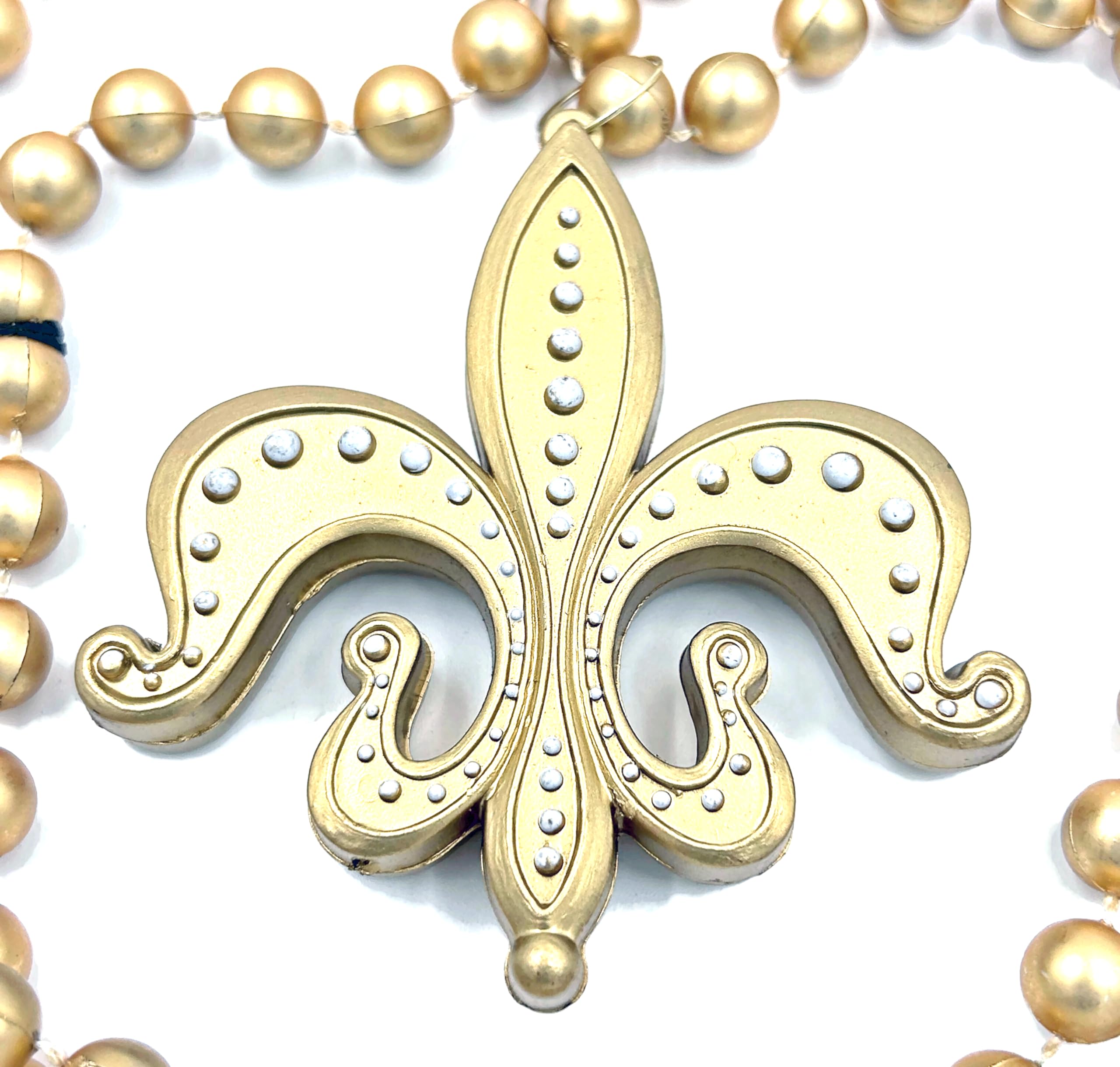 Gold Fleur de Lis Mardi Gras Bead Necklace New Orleans Parade Party Throw Favor