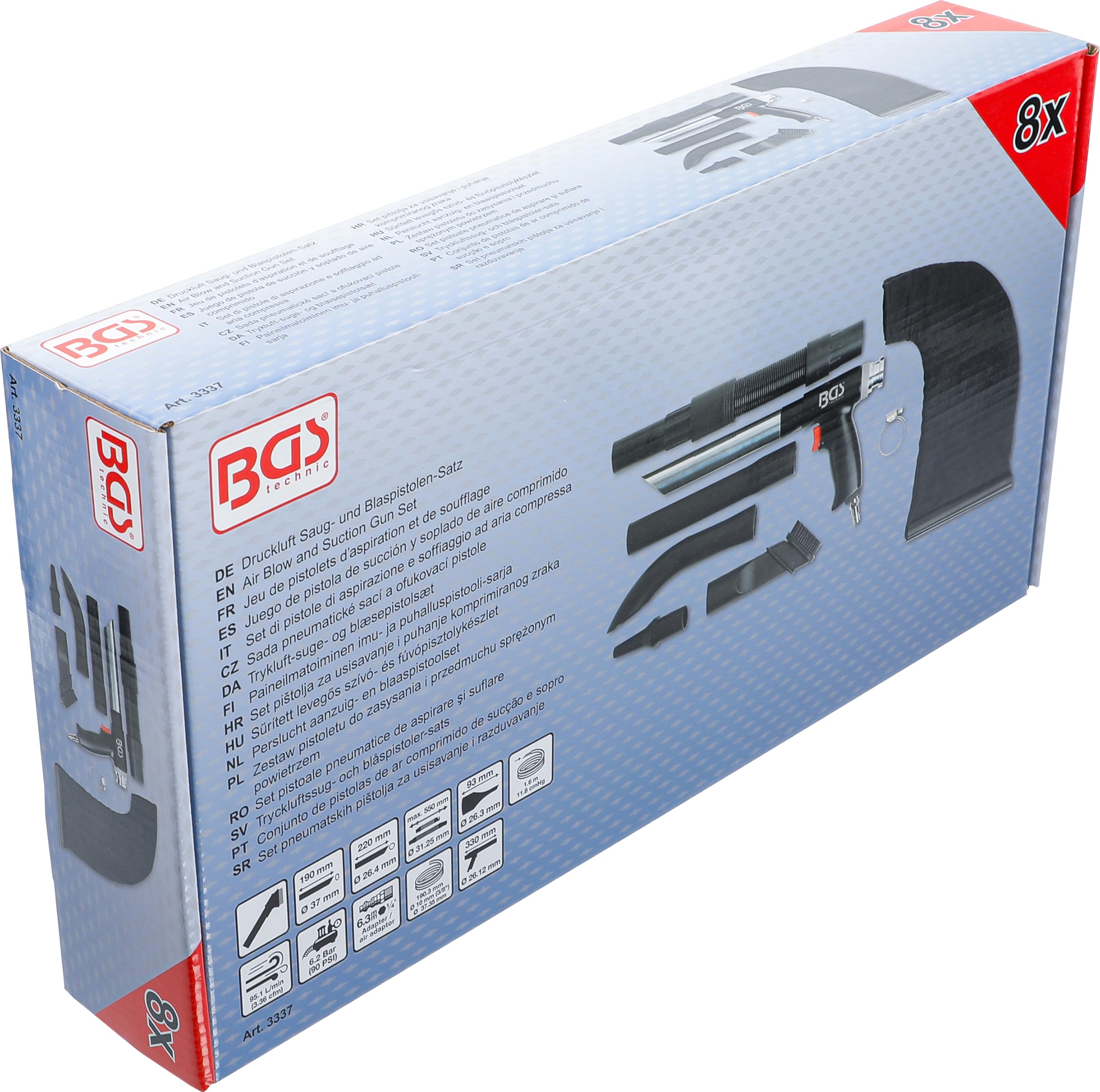 BGS 3337 | Pneumatyczny pistolet nadmuchowy/ssący | przełączany | 8 szt.