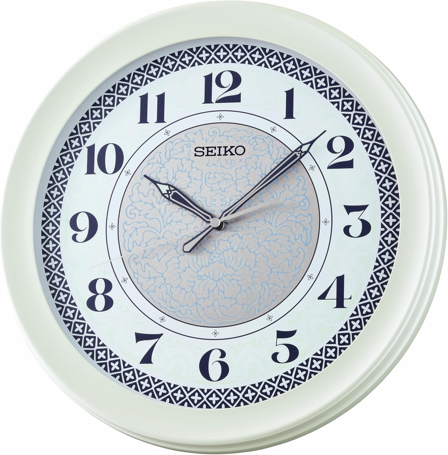 SEIKO QXA859WRH Non Ticking Wall Clock, Blue, 14.5 Inches
