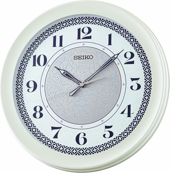 SEIKO QXA859WRH Non Ticking Wall Clock, Blue, 14.5 Inches