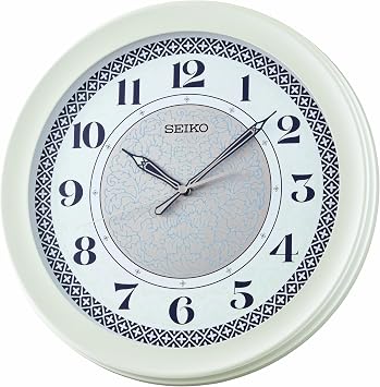 SEIKO QXA859WRH Non Ticking Wall Clock, Blue, 14.5 Inches