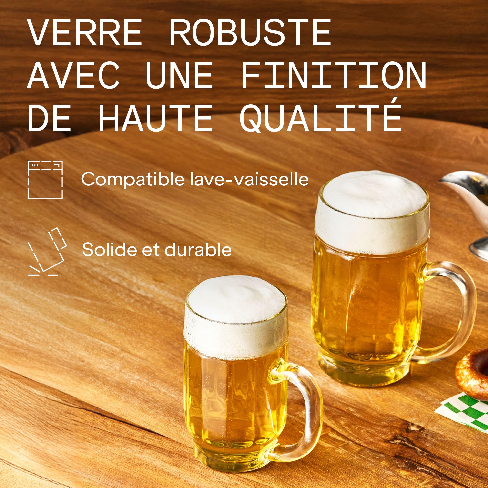 Oberglas DONAU Chopes à Bière Lot de 6, 500 ml | Chope classique avec grand cartouche à graver | Idéal pour Lager, Märzen & Bock | Verre horeca robuste | Cadeau lavable au lave vaisselle maison