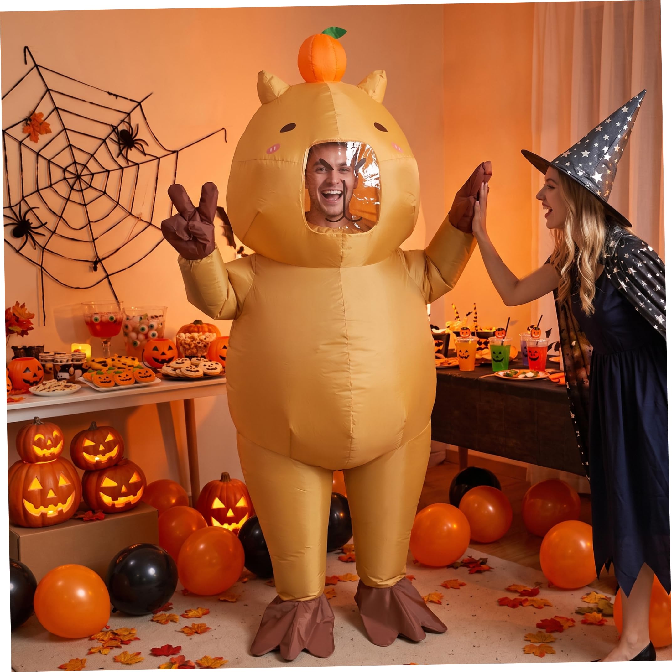 Disfraz inflable de dibujos animados para adultos, disfraces de animales para Halloween