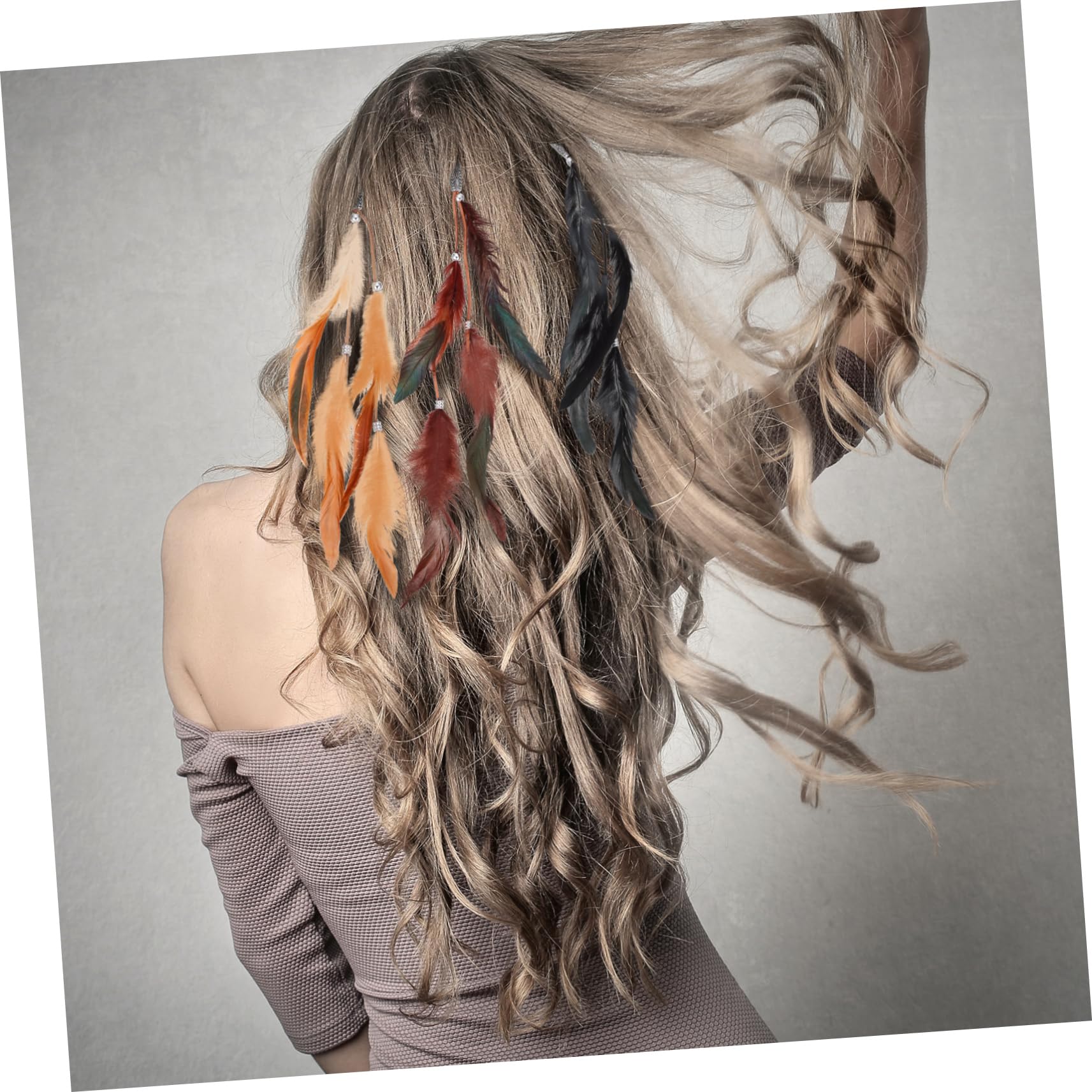 Extensions de Cheveux Plume 6 Pièces, Accessoires pour Cheveux Vintage