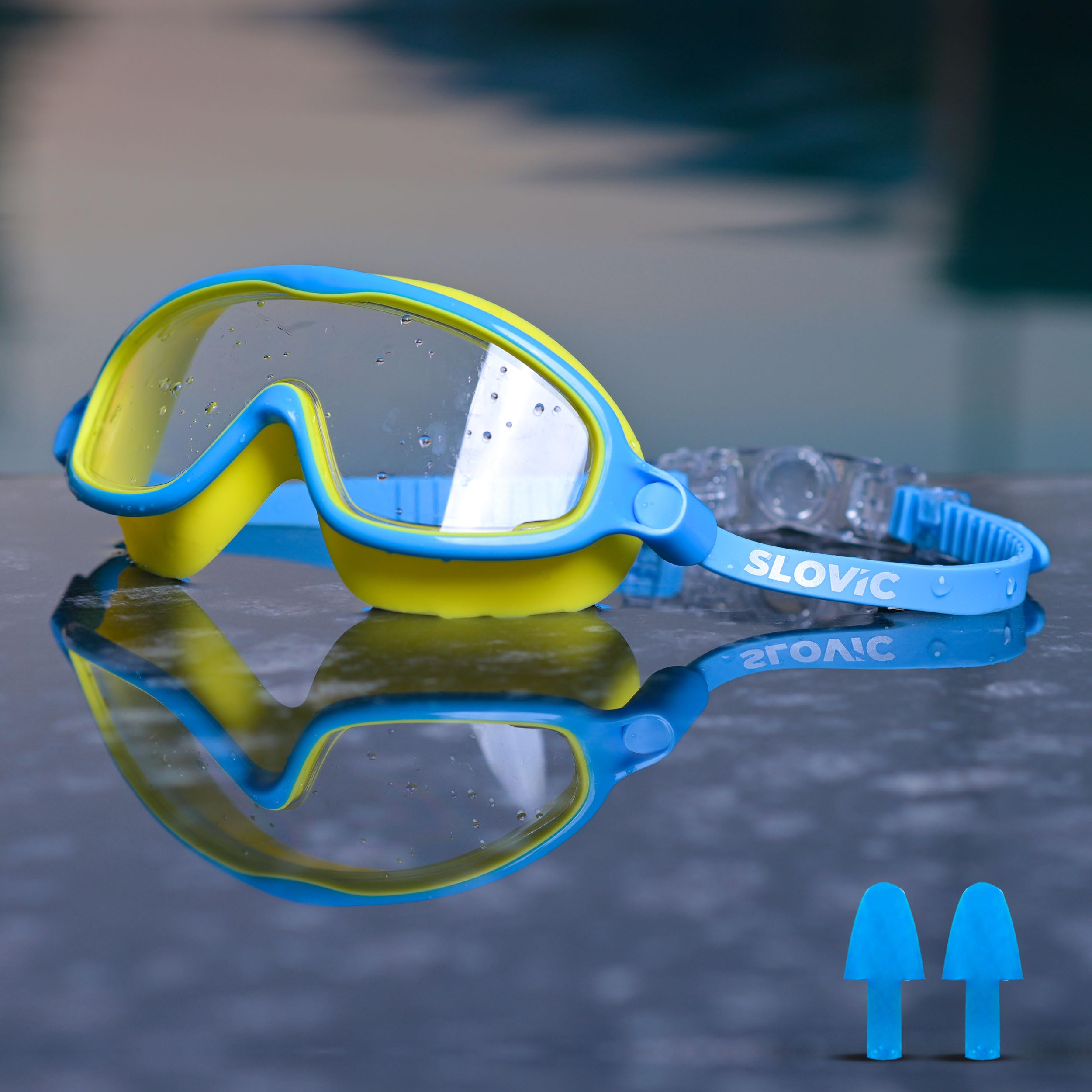SLOVIC Yellow Swimming Goggles for Kids with Ear Plugs | Waterproof | UV Protection Lenses, Anti-Fog Glasses | Perfect Fit for Boys & Girl | Swimming Goggle for Kids 6-14 | Swimming Gear for Kids (B0C6TFRRF4) Amazon Price History, Amazon Price Tracker