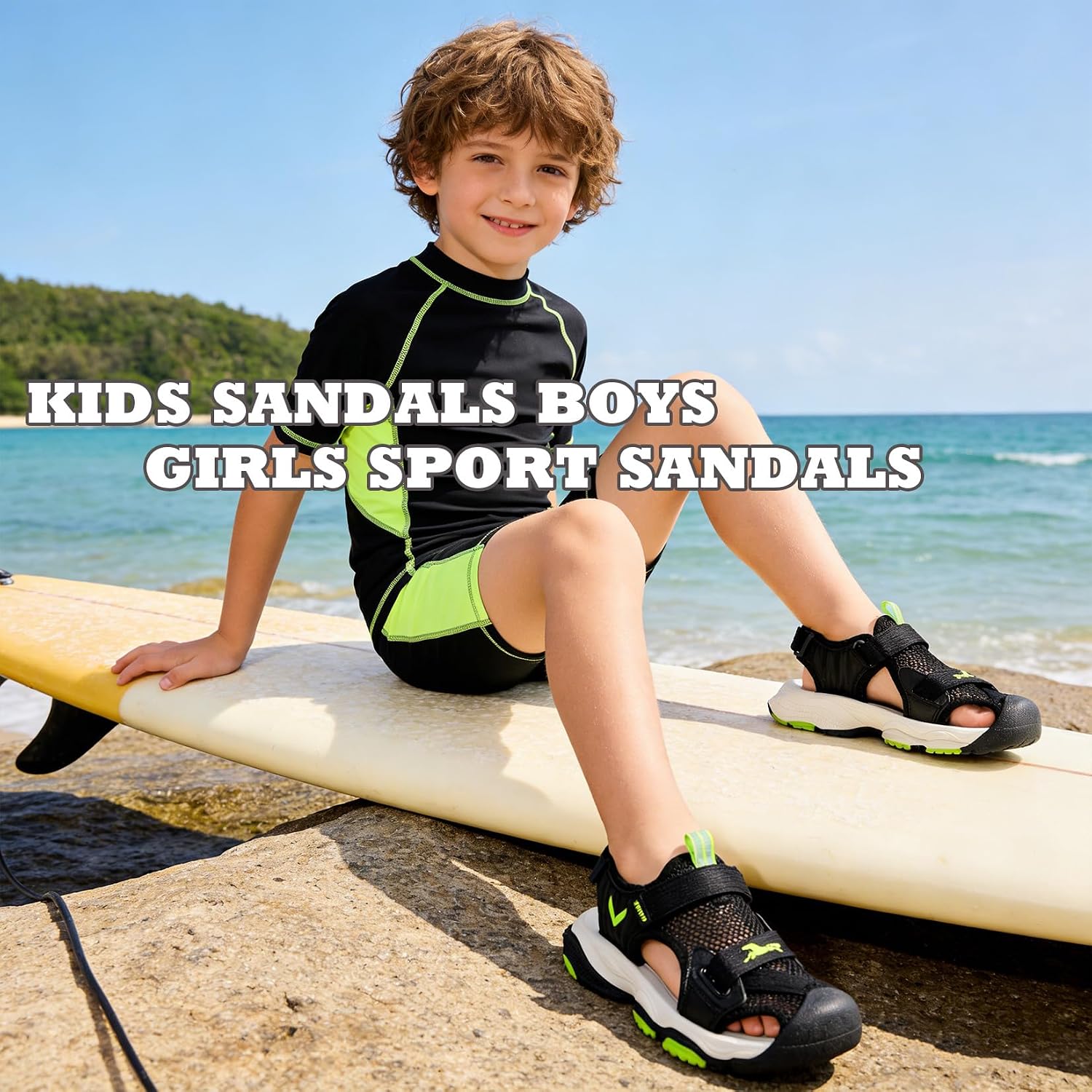 JMFCHI Boys Girls Kids Closed Toe Sports Sandals Summer Water Shoes