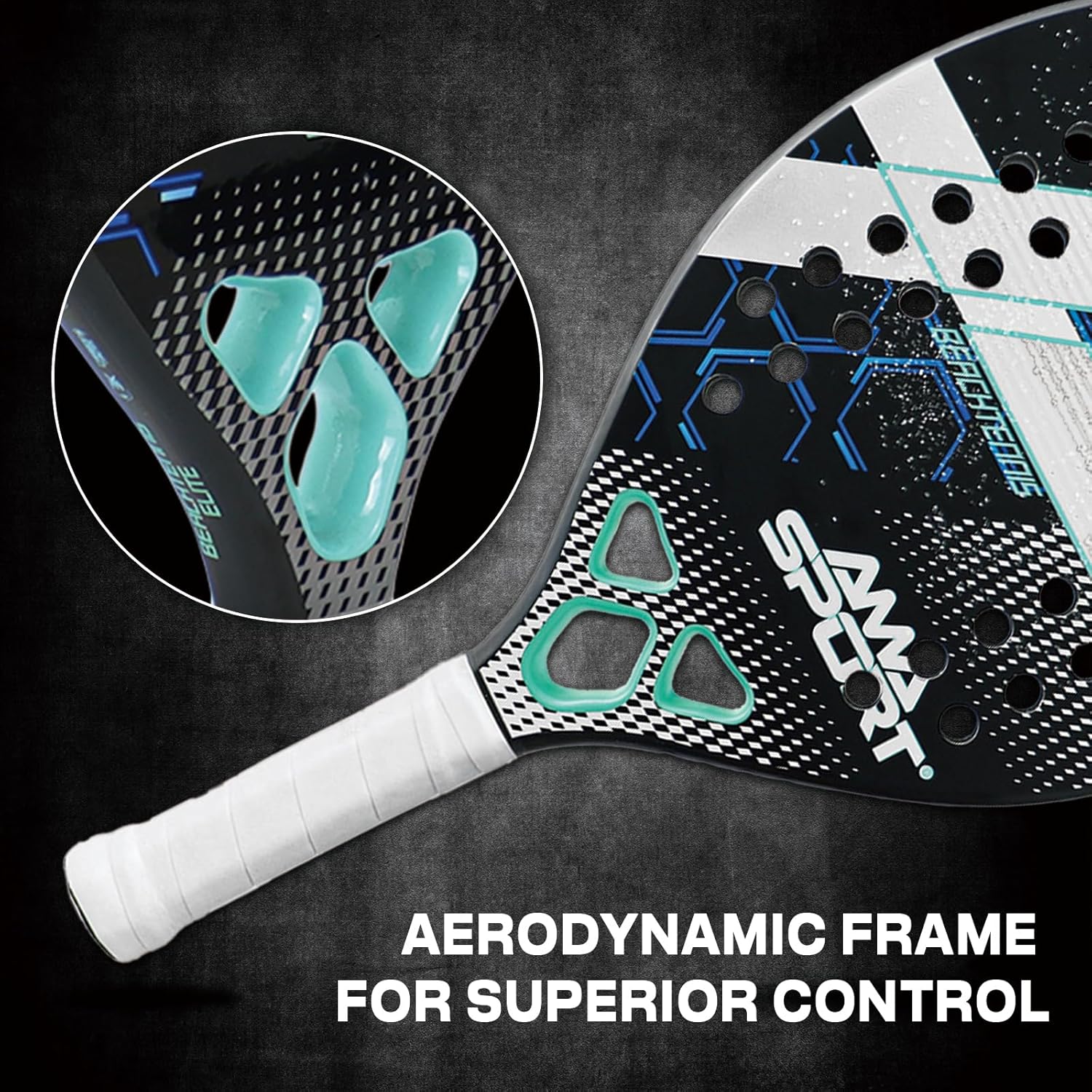 AMA SPORT Beach Tennis Racket Carbon Fiber with EVA Foam Core Professional Carbon Beach Tennis Paddles for Advanced Players