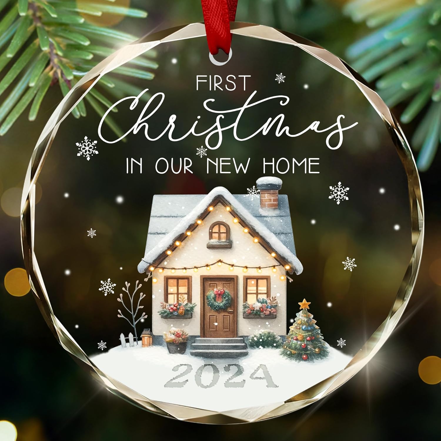 New Home Gifts for Men, Women – Christmas Ornaments 2024, New Home Gift Ideas, Housewarming Gifts for New House, Home Decor Gifts for Couples – Christmas Tree Decoration Glass Ornaments