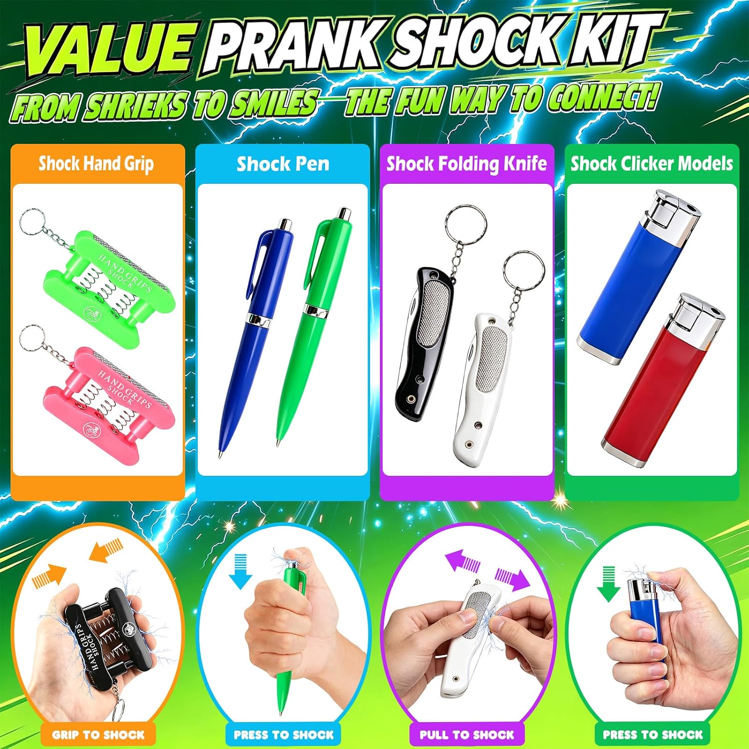 8Pcs Electric Shock Prank Toys, 4 Modes with 2 Each, Make Life Fun image 2
