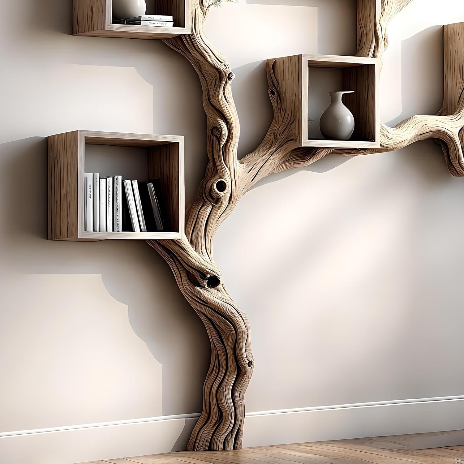 Handmade Tree Branch Bookshelf for Home & Office(BROWN)