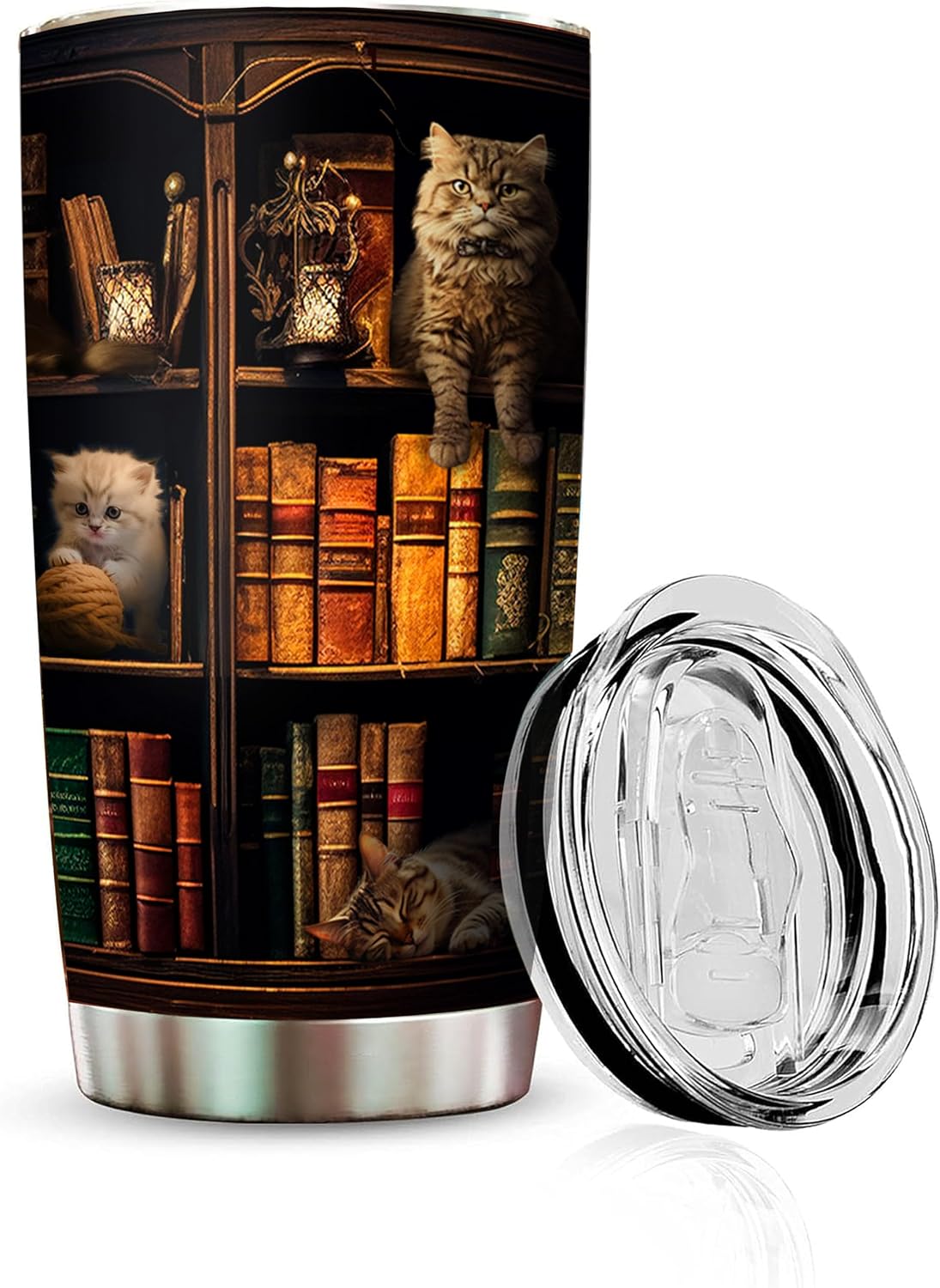 Book Tumbler Library Travel Mug Bookish Gifts For Book Lovers Women Librarian - Bookish Gifts For Readers - Reading Mug Bookshelf Mugs Nerd Writer Stainless Steel Tumbler 20oz Coffee Cups With Lid