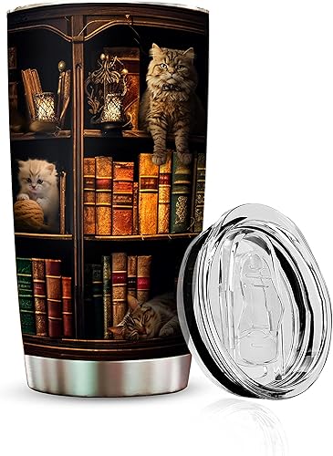 Miniatura 8 de Vaso Térmico de Biblioteca Taza de Viaje Regalos para Amantes de los Libros Mujeres Bibliotecaria - Regalos para Lectores - Taza de Lectura Tazas