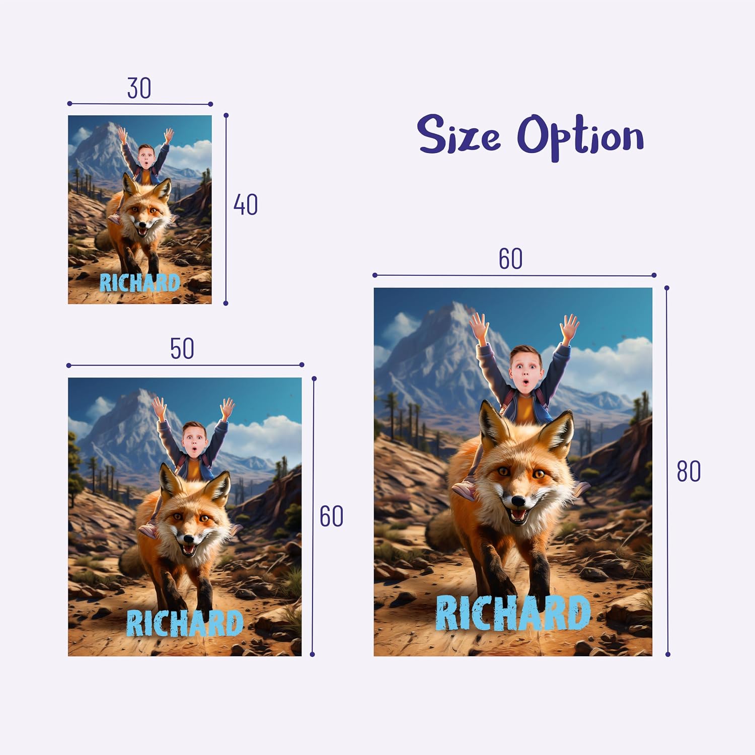 Personalized Picture Blanket for Fox Lover - Kids Woodland Custom Baby Throw, Gifts for Son, Cousin, Brother, Nephew - 30 x 40 Inches, 4 Year Old Boy Gift KC69