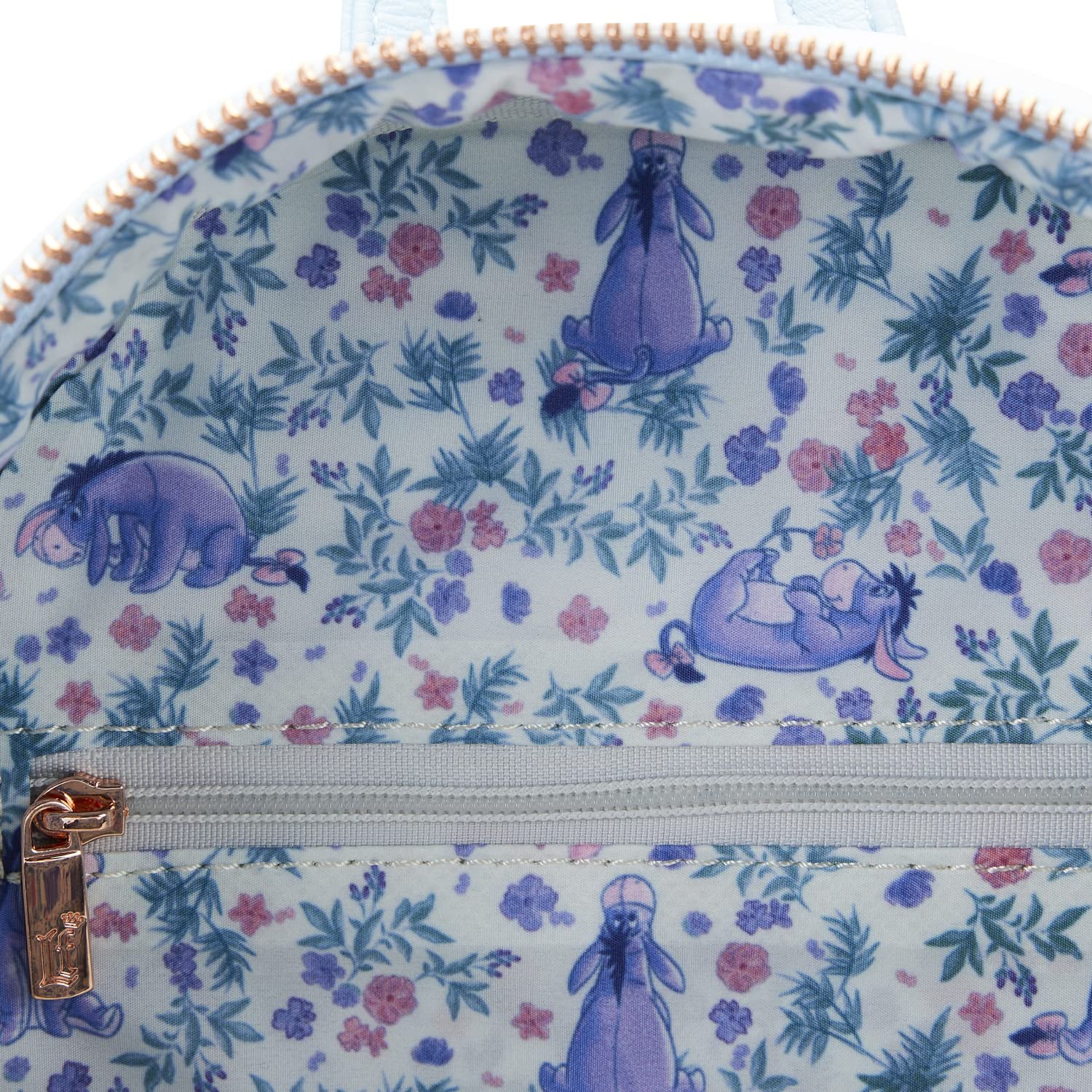 Loungefly Winnie the Pooh Eeyore - Mini mochila con estampado floral y doble correa para el hombro