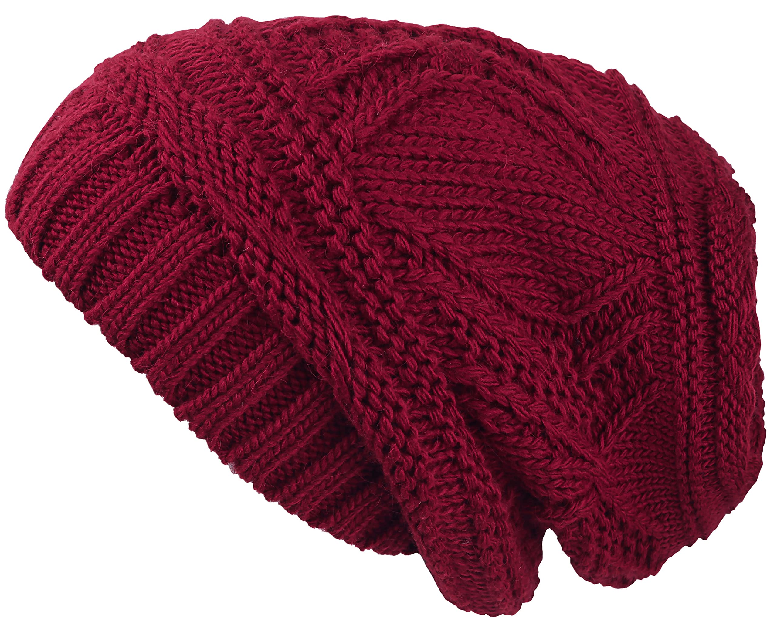 Lilax Women's Burgundy Knit Slouchy Oversized Soft Warm Winter Beanie Hat