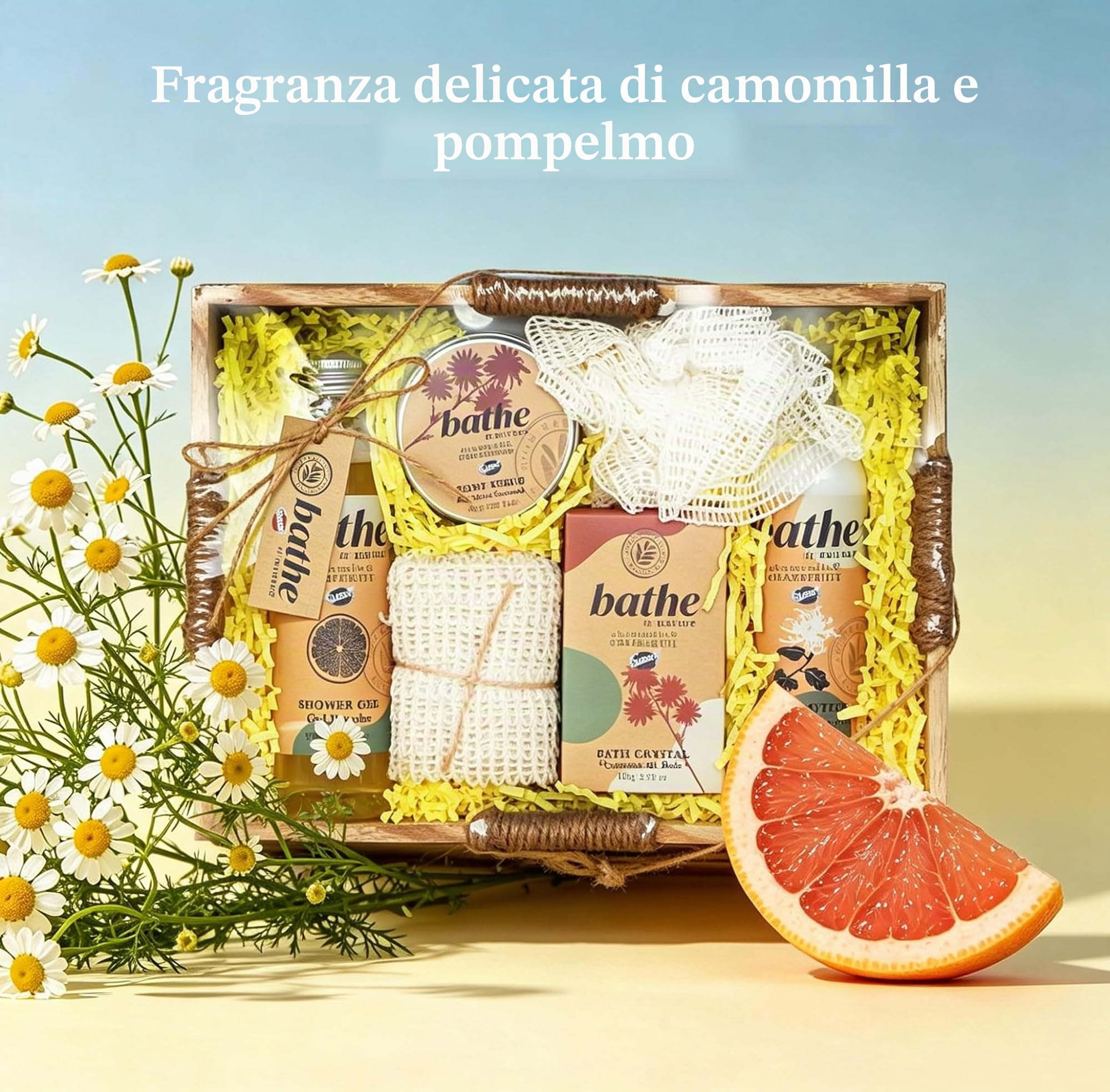 GLOSS ! Cofanetto da bagno BATHE IN NATURE – Cofanetto bellezza – Prodotti benessere – Cofanetto regalo originale, compleanno, Natale, San Valentino, insegnante, festa della mamma - PLATEAU