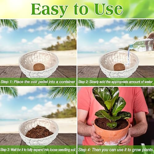 Miniatura 4 de ZeeDix 100 piezas (1.575 pulgadas) de fibra de coco comprimida de fibra de coco para macetas de semillas – Pellet de fibra de coco orgánico