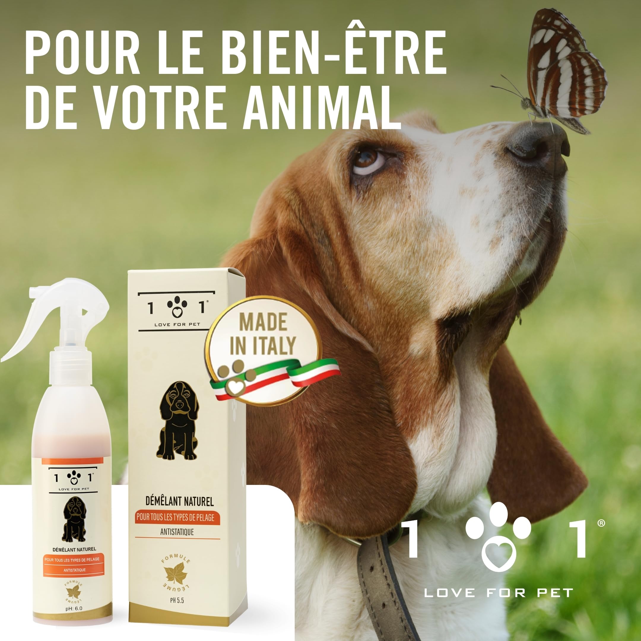 Spray Demelant Chien Naturel 250ml Demelant Chien Poil Long avec Ingrédients et Huiles Végétaux Convient à Tous Les Types de Pelage Doux et Brillant Formule Antistatique Professionnelle Linea 101