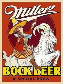 Magnet 1930s Miller - Bock Beer Vintage Style Goat Advertising Magnet Vinyl Magnetic Sheet for Lockers, Cars, Signs, Refrigerator 5"