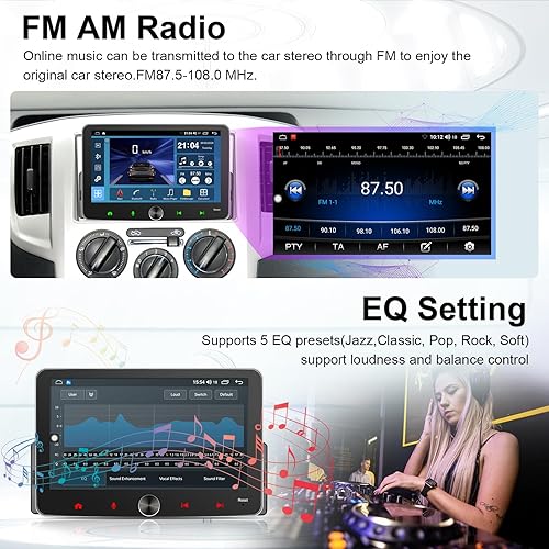 Miniatura 4 de Radio de pantalla táctil de un solo DIN unidad principal de pantalla táctil CarPlay Android Auto de 7 pulgadas, estéreo de coche 1 DIN con perilla