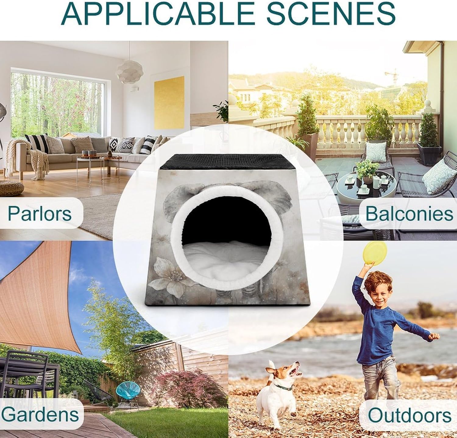Stylish and Durable Small Pet Beds, Animals Cute Elephant Printing and Pet Tents are Perfect for Pet Play
