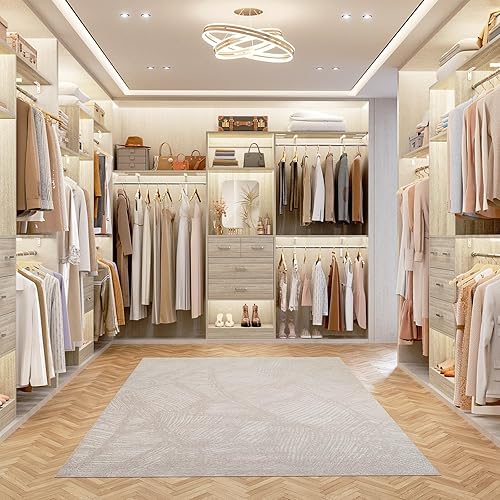 Miniatura 3 de Unikito Sistema de armario de 8 pies con 4 cajones, organizador de armario de madera de 96 pulgadas con espejo y varillas para colgar, inserto