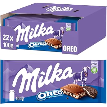 Milka & Oreo Milk Chocolate Bar Creamy Alpine Chocolate 100 g Pack of 22