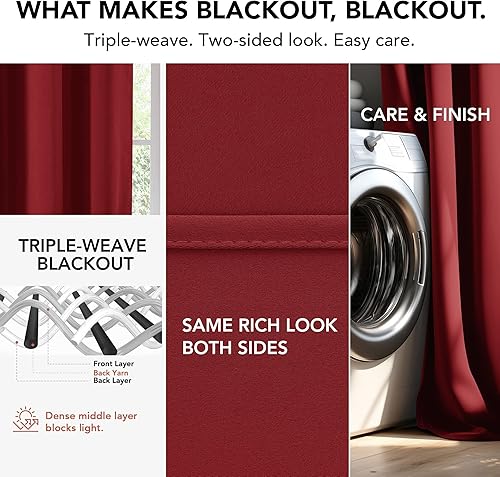 Miniatura 7 de Deconovo Cortinas opacas para dormitorio, juego de 2 paneles de 38 pulgadas de ancho x 45 pulgadas de largo, paneles con aislamiento térmico y