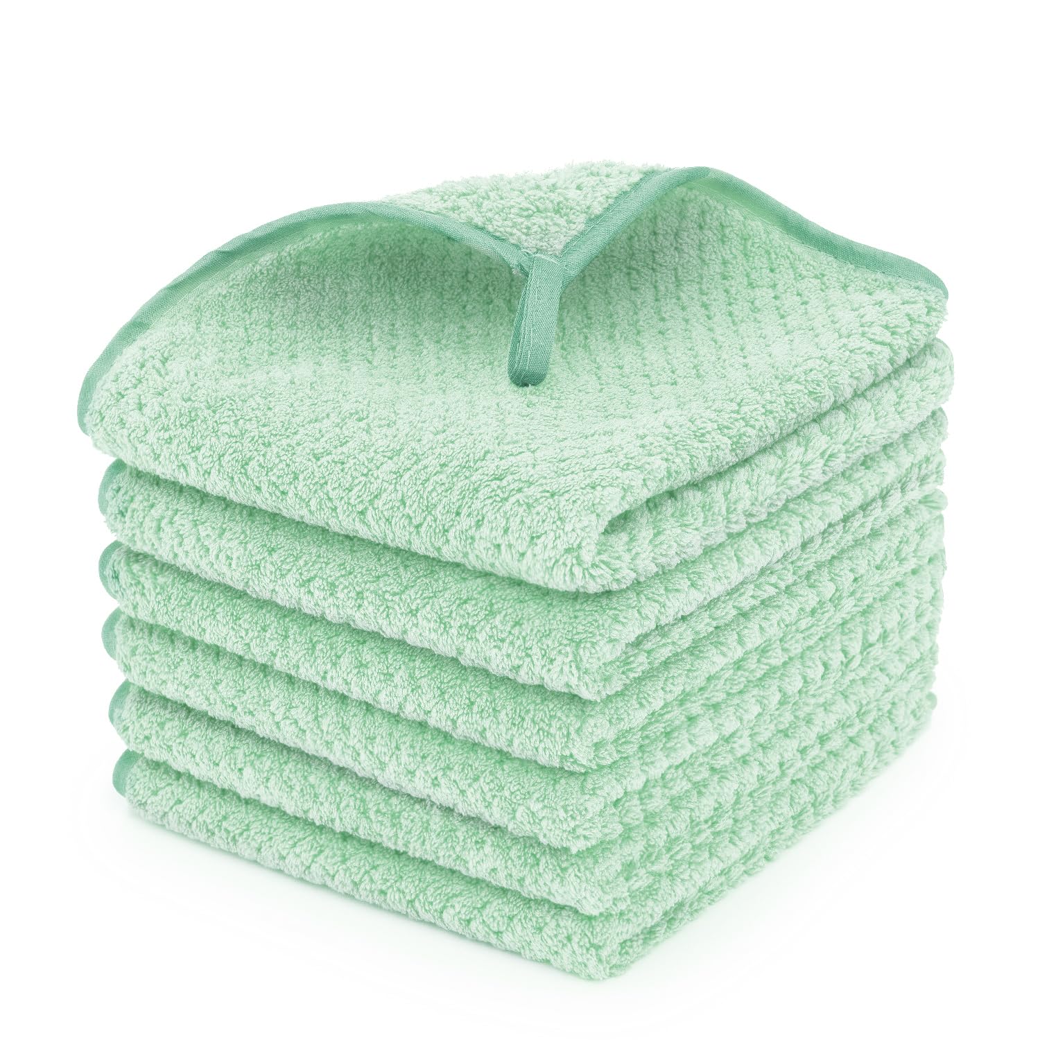 MaopaoBeauty 6 Pack Washcloth Set Waffle Washcloth Towels Set Microfiber Super Soft Highly Absorbent Sturdy Quick Drying Towels