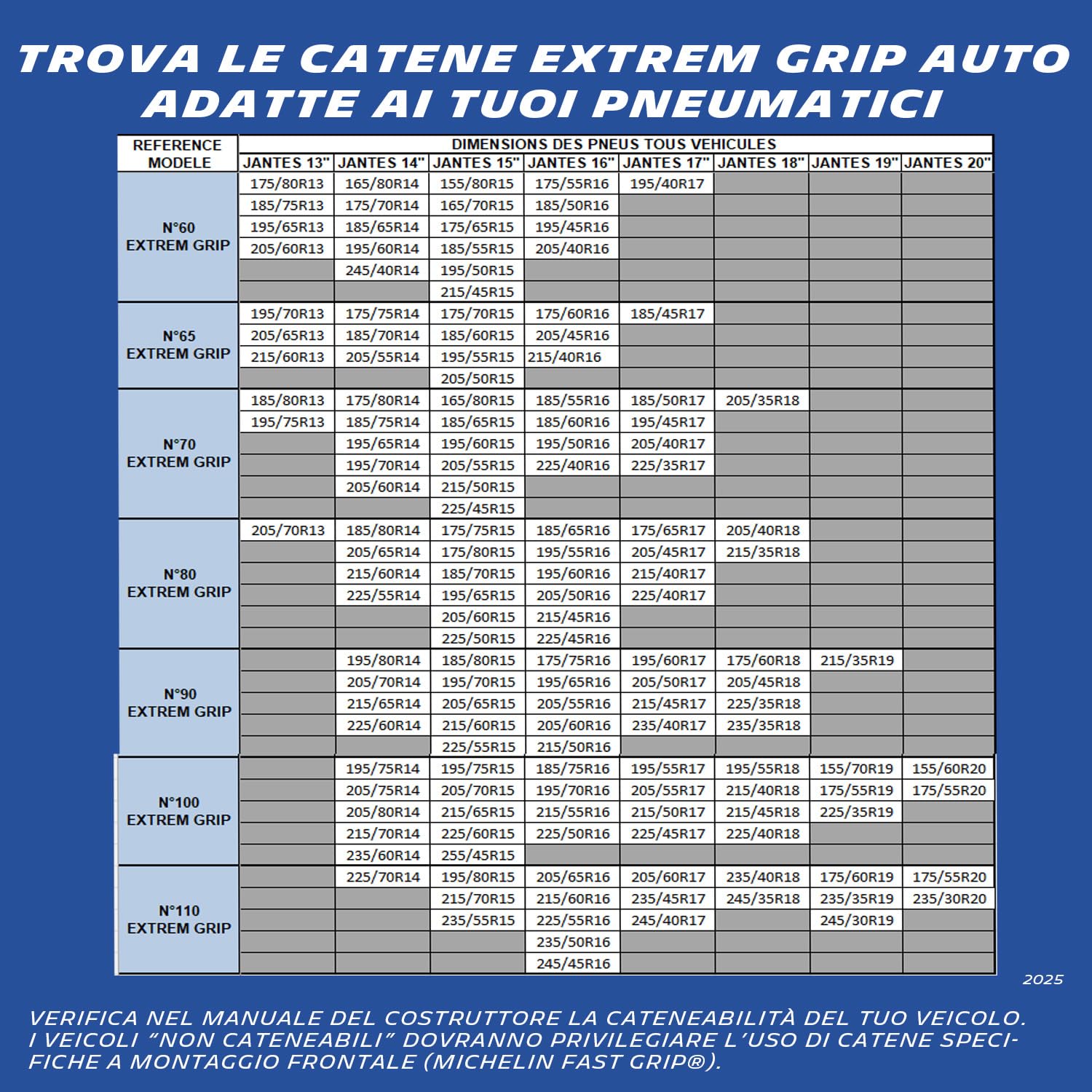 MICHELIN Catene da Neve Extrem Grip 90 - Omologate EN 16662-1 Maglie 9mm - Catene Metalliche Auto ABS ESP - Con Tenditore