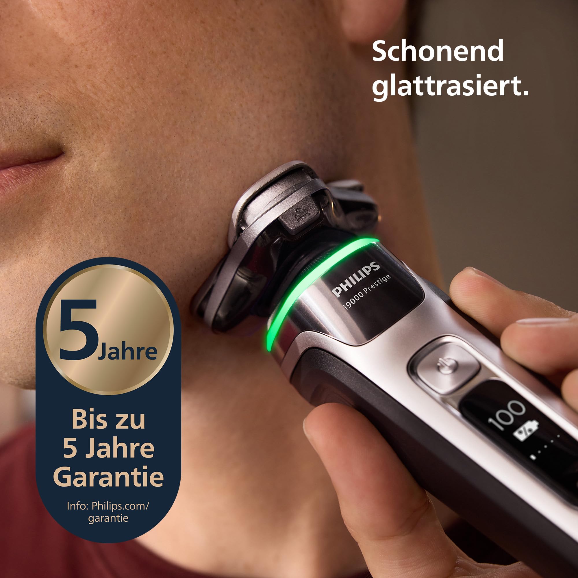 Philips i9000 Prestige elektrischer Rasierer Nass- und Trockenrasierer Herren grau-silber Drucksensor XP9205/30