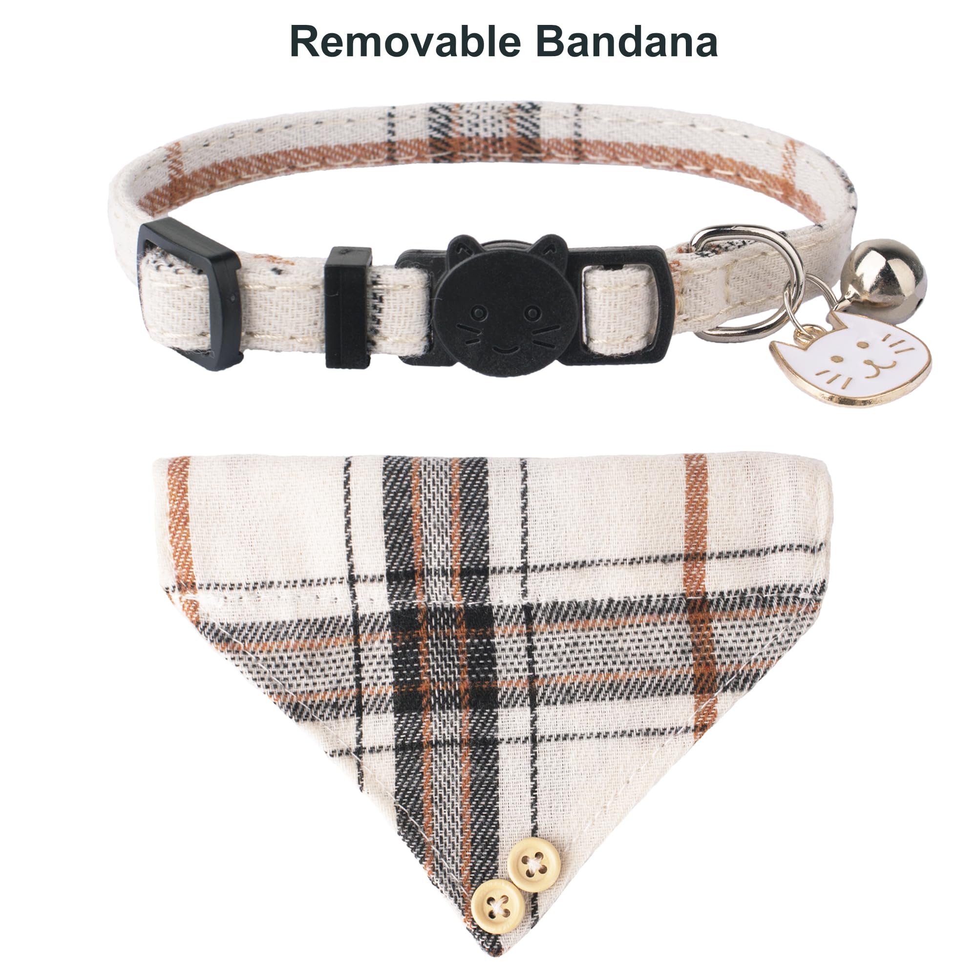 ADOGGYGO Weihnachts-Halsbänder Für Katzen Mit Blume & Glöckchen – 2er Set Breakaway-Sicherheitshalsband Im Karierten Design