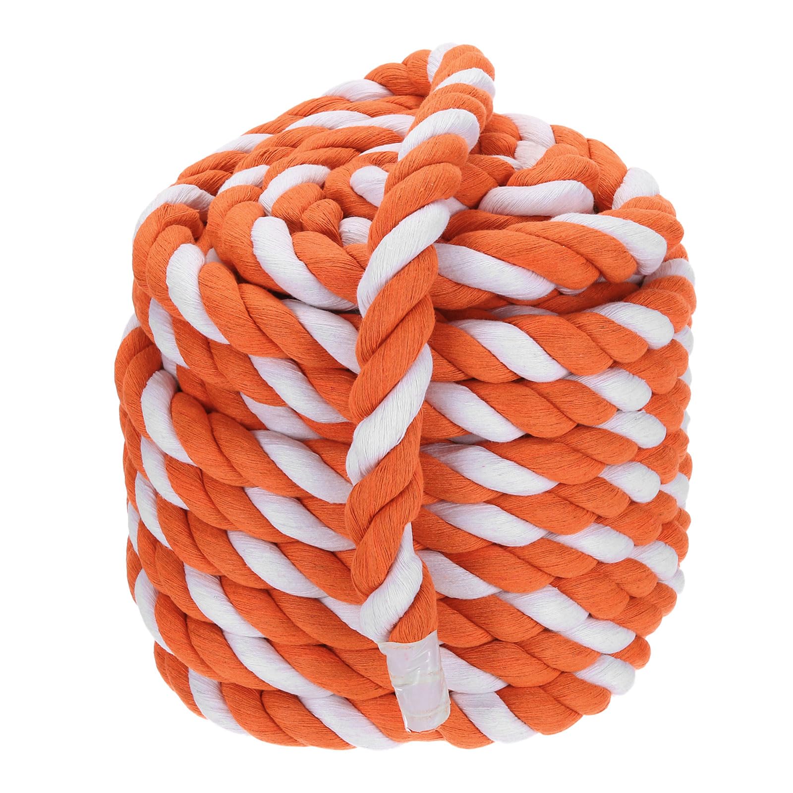 PATIKIL 1 Inch x 50 Feet Natural Twisted Cotton Rope 3 Strand Strong Thick Cotton Rope Tug of War Rope for Railings Crafts Games Home Decor Orange White